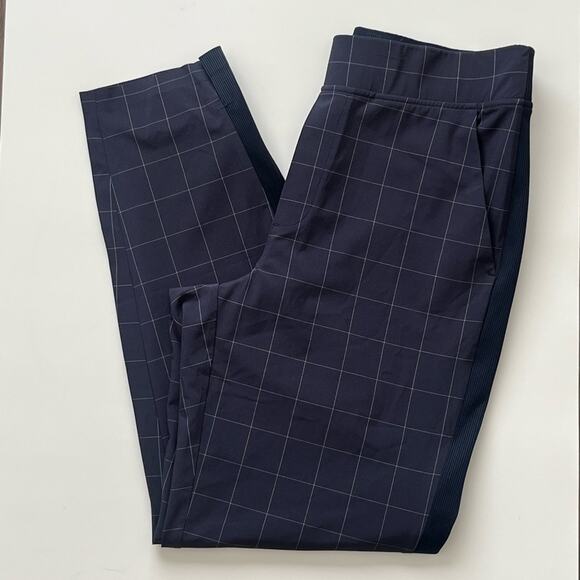 Athleta Plaid Brooklyn Ankle joggers navy blue 6 - Picture 5 of 12